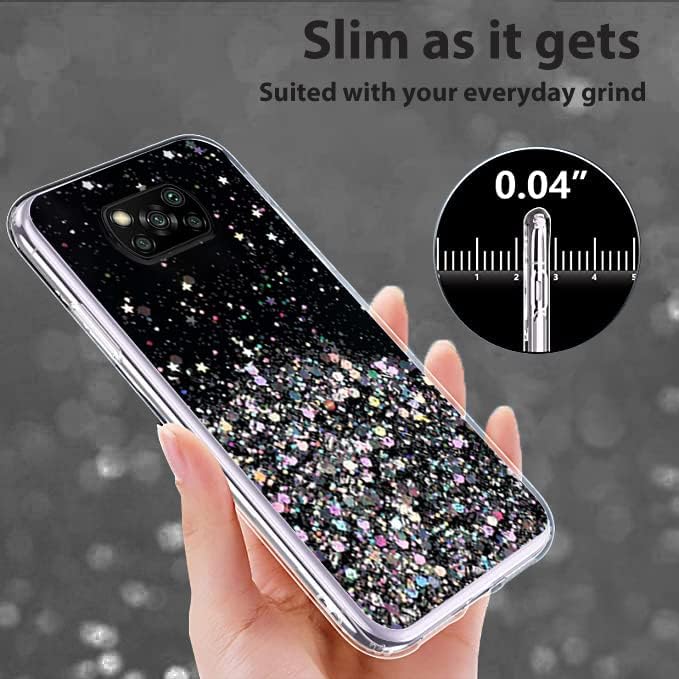 Funda compatible con Xiaomi Poco X3 Pro con purpurina verde transparente, funda para teléfono Xiaomi Poco X3 Pro, funda de silicona transparente de