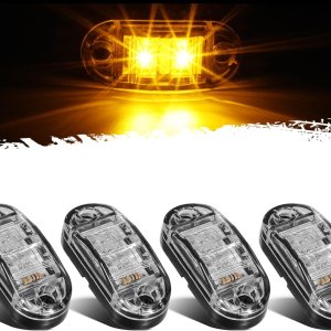 Partsam 4 luces LED ovaladas de 2.5 pulgadas, color ámbar, luces laterales, 2 diodos, lente transparente, montaje en superficie, remolque, barco, Partsam 4 luces LED ovaladas de 2.5 pulgadas, color ámbar, luces laterales, 2 diodos, lente transparente, montaje en superficie, remolque, barco,