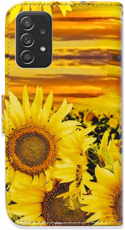 Bcov – Funda para Galaxy A52 5G, diseño de girasoles con tapa para teléfono, con ranura para tarjetas, soporte para Samsung Galaxy A52 5G