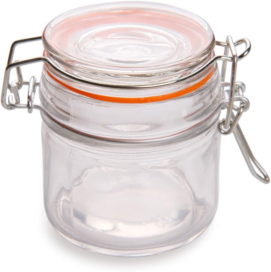Restaurantware Tarro Mason con tapa de abrazadera ancha – Tarros Mason con tapa de gatillo – Almacena líquidos o productos secos, sirve postres,