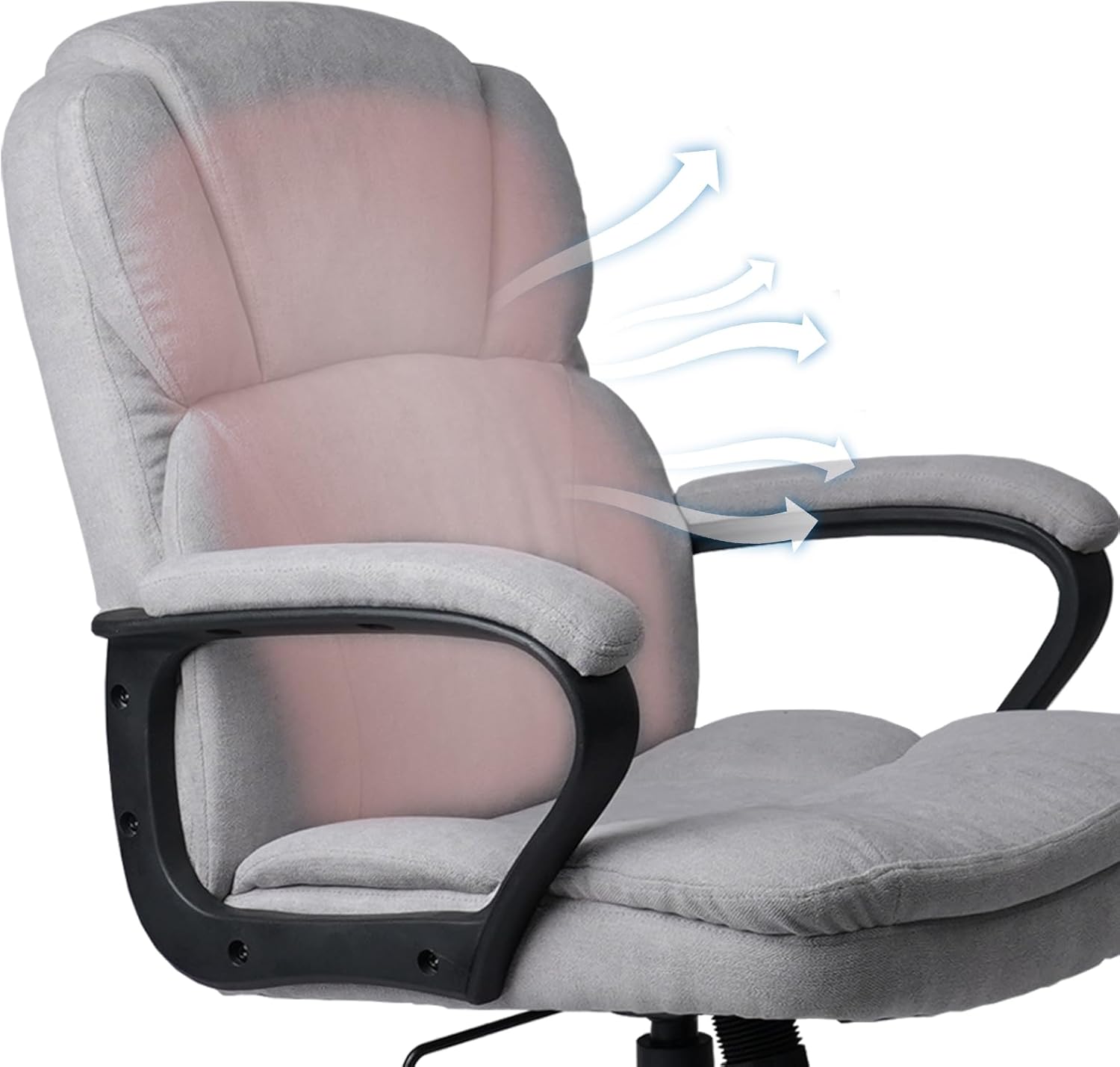 CLATINA Silla de oficina ejecutiva ergonómica con tapizado giratorio de altura ajustable, acolchado grueso para reposacabezas y reposabrazos para