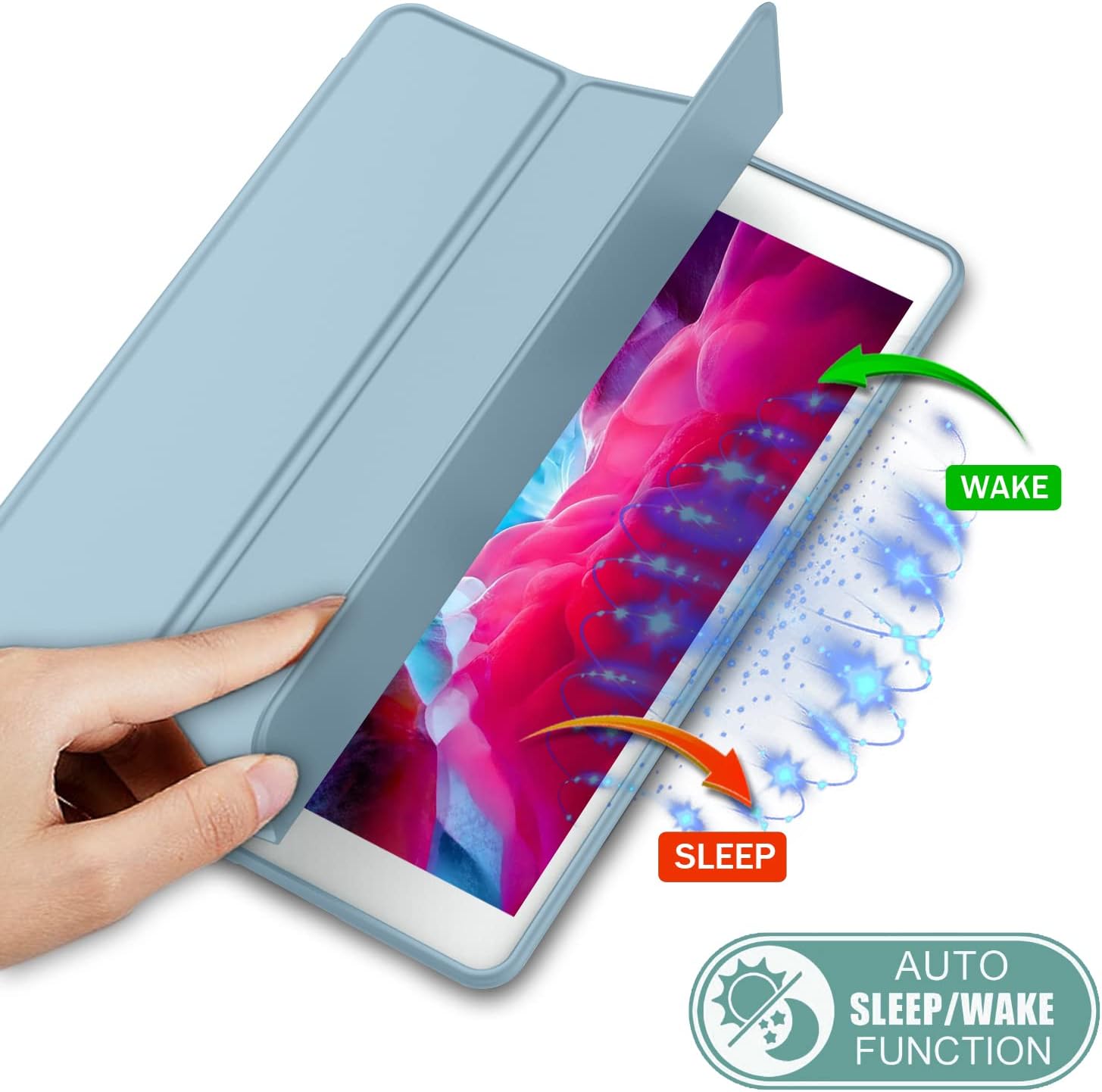 iMieet Funda para iPad 9.7 (modelo 20182017, 65 generación), funda inteligente con portalápices y parte trasera de silicona suave de piel de bebé y