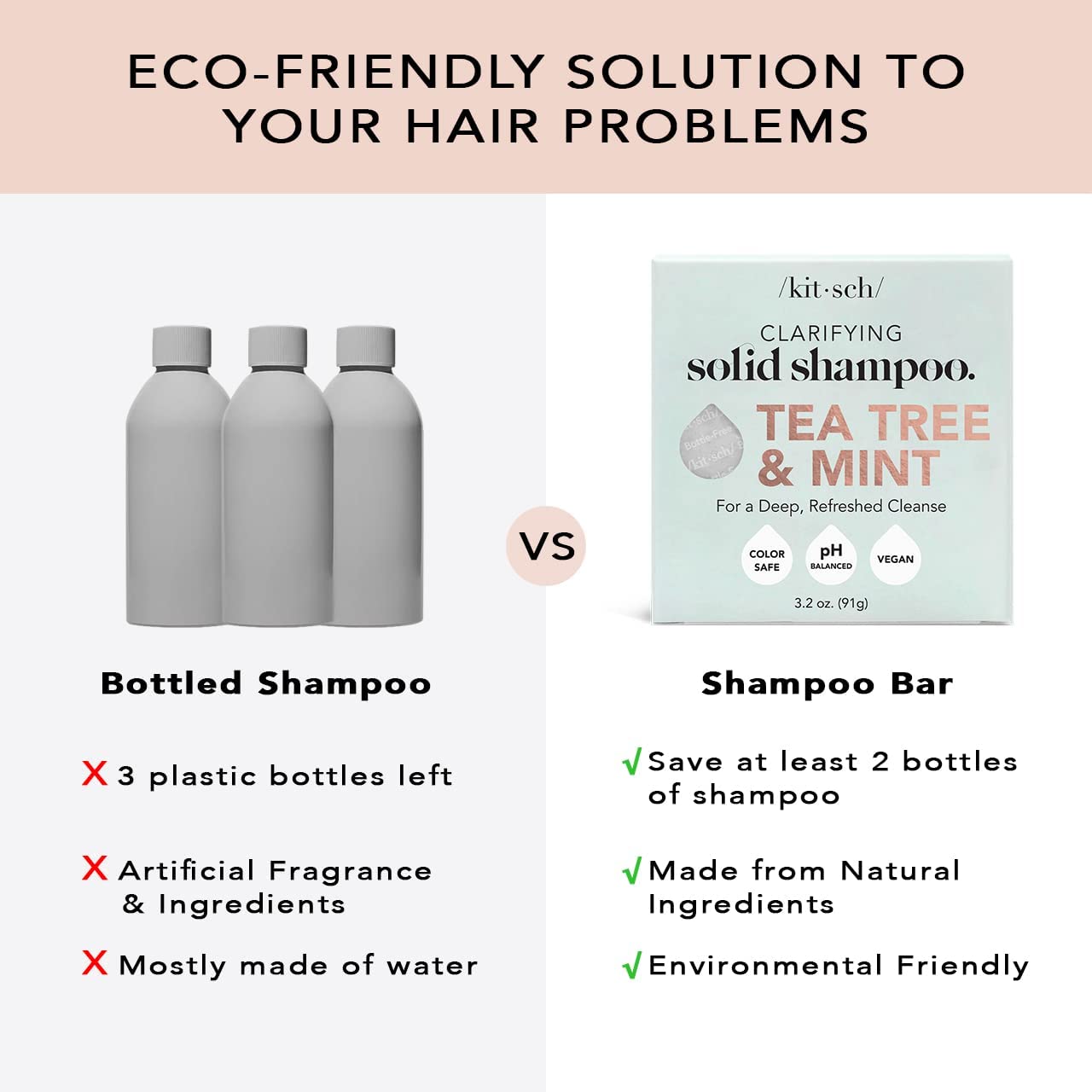 Kitsch Barra de champú de árbol de té y menta y barra de acondicionador púrpura para cabello rubio con descuento