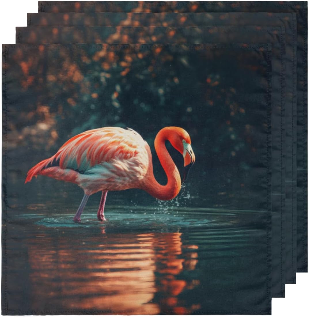 Cloth Napkins Set of 6 Tropical Flamingo 20×20 Inch Cloth Napkins Cute Flamingo Washable Reusable Kitchen Dinner Napkins Table Decor for Wedding,