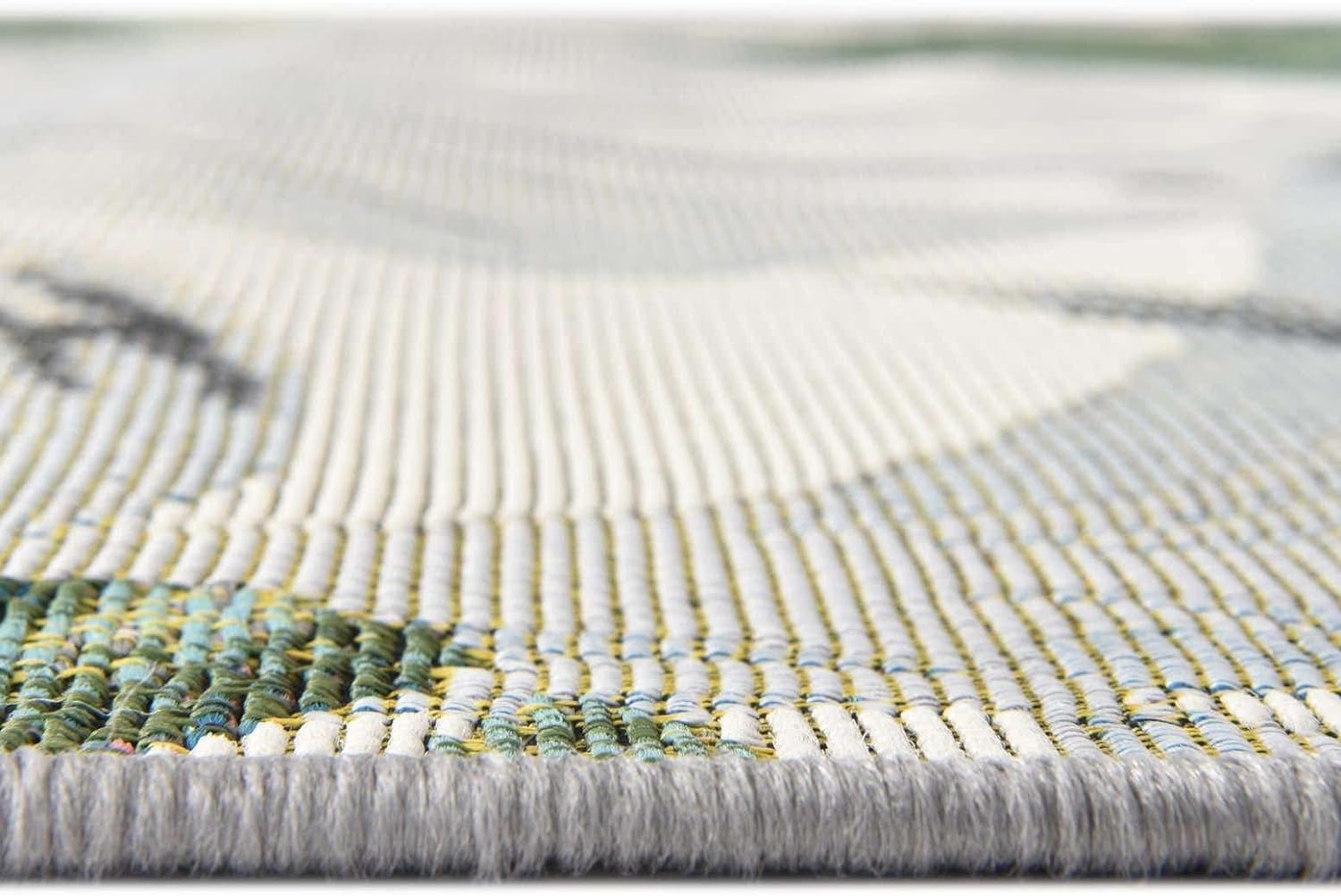 Unique Loom Outdoor Botanical Collection – Alfombra rectangular de 6 pies 1 pulgada x 9 pies, multicolor y gris