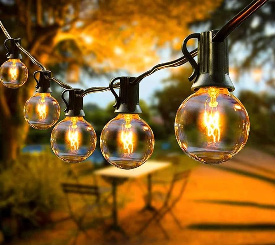 25 unidadesClear G40Globe focos para luces de Patio Cadena Fits E12y C7Base 5vatios G40 focos de repuesto para patio luces