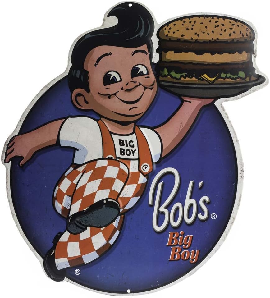 Bob’s Big Boy – Letrero de metal en relieve, arte de pared vintage de Bob Big Boy para cocina o cueva de hombre