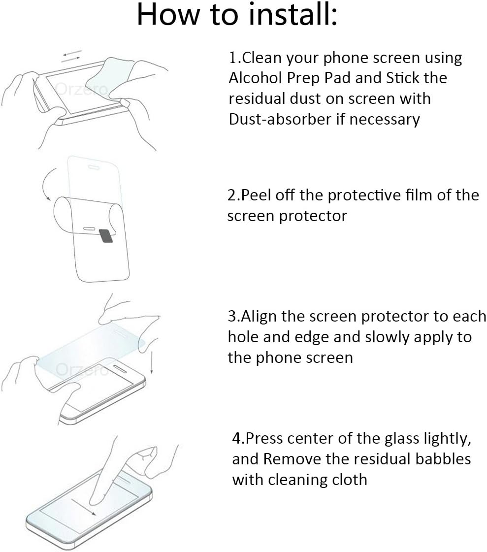 Orzero Paquete de 3 protectores de pantalla de vidrio templado compatibles con Alcatel 3V 2019, 9 dureza, HD, antiarañazos, cobertura completa, sin