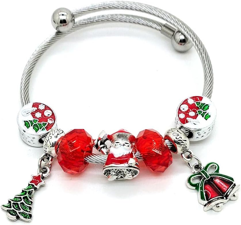Cuentas de Navidad mixtas, 40 piezas de dijes para hacer joyas, cuentas de aleación esmaltada con agujero grande de rinesotono, varios colores y