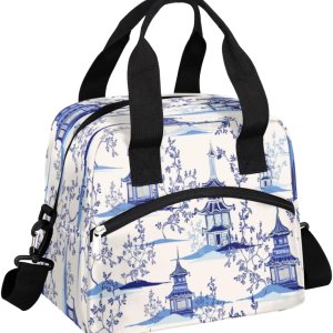 Bolsas de almuerzo con diseño de pagodas chinas de tinta, bolsa aisladaenfriadora para mujeres, hombres, niñas, niños, estilo chinoiserie, bolsa de Bolsas de almuerzo con diseño de pagodas chinas de tinta, bolsa aisladaenfriadora para mujeres, hombres, niñas, niños, estilo chinoiserie, bolsa de