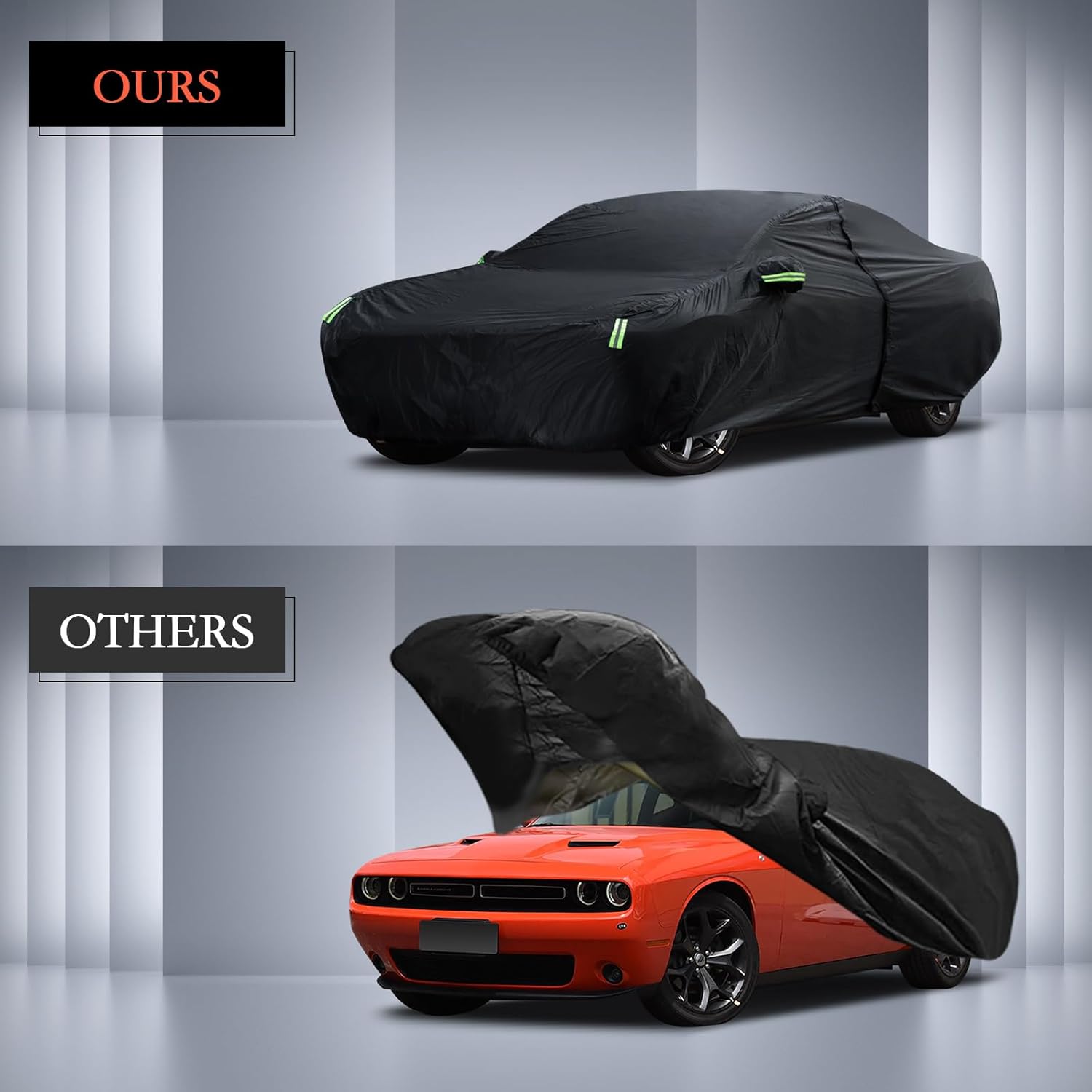 Funda de coche personalizada para Dodge Challenger 2008-2023, impermeable para todo tipo de clima, cubierta exterior completa, protector de lluvia,