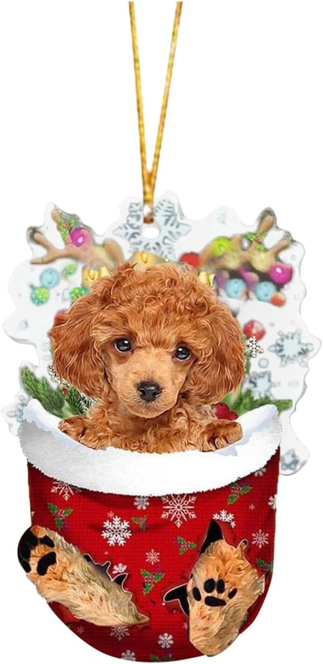 Adorno de Navidad para perros, 1 unidad, medias de Navidad acrílicas para decoración de árbol de Navidad, manualidades, guirnalda de cuentas