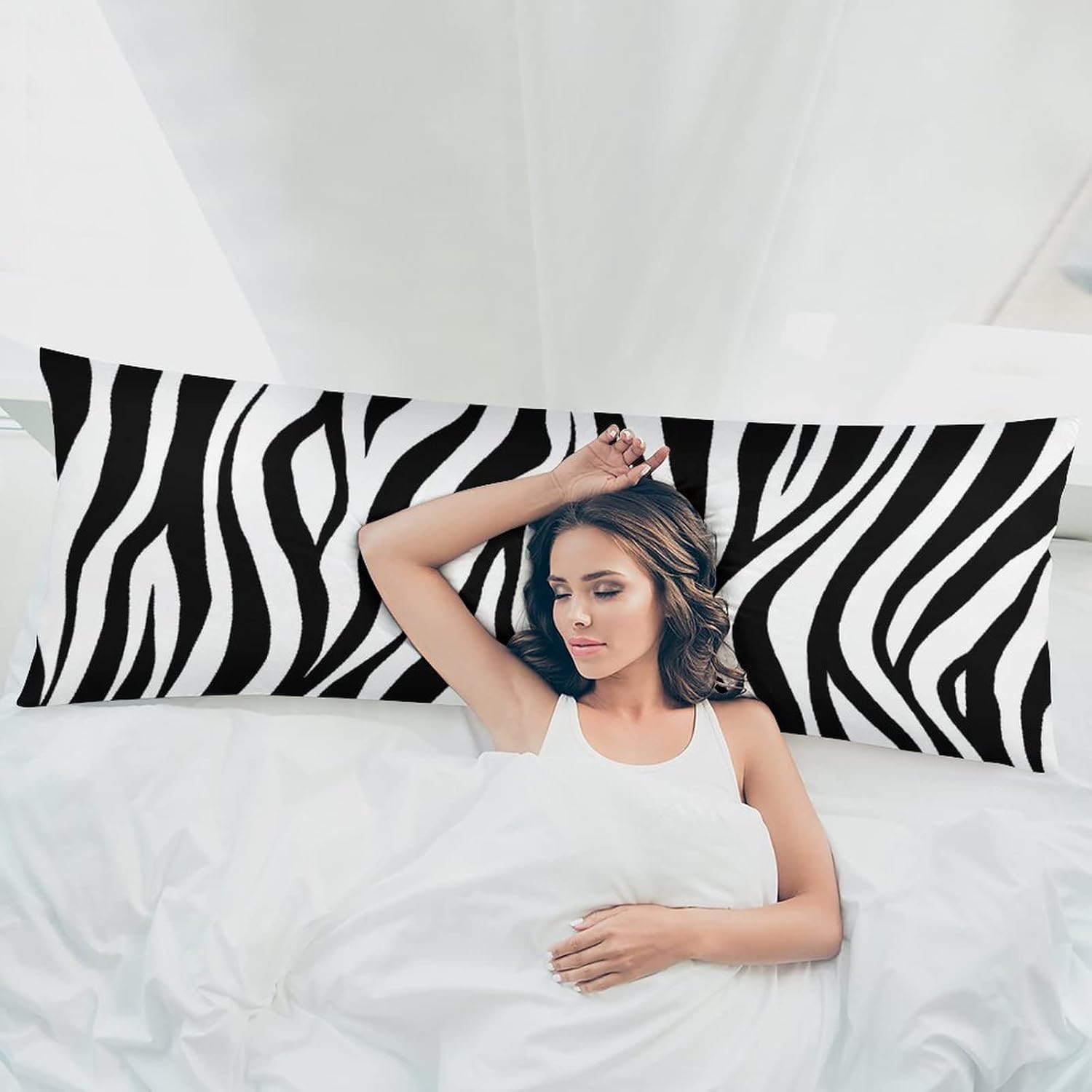 Funda de almohada corporal con estampado de cebra, respaldo largo, funda protectora de almohada con estampado de rayas de cebra para dormitorio, 20