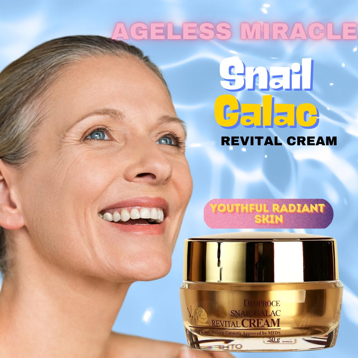 Deoproce Premium Snail Revital Crema Galac-Tox Caracol Secretion Filtrate Cuidado Coreano de la Piel con Galactomyces Ferment Filtrate, Volufiline,