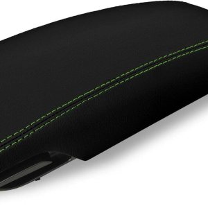 Autoguru Funda para reposabrazos de consola central hecha para Hyundai Azera 2012-2017, color negro, puntada verde Autoguru Funda para reposabrazos de consola central hecha para Hyundai Azera 2012-2017, color negro, puntada verde
