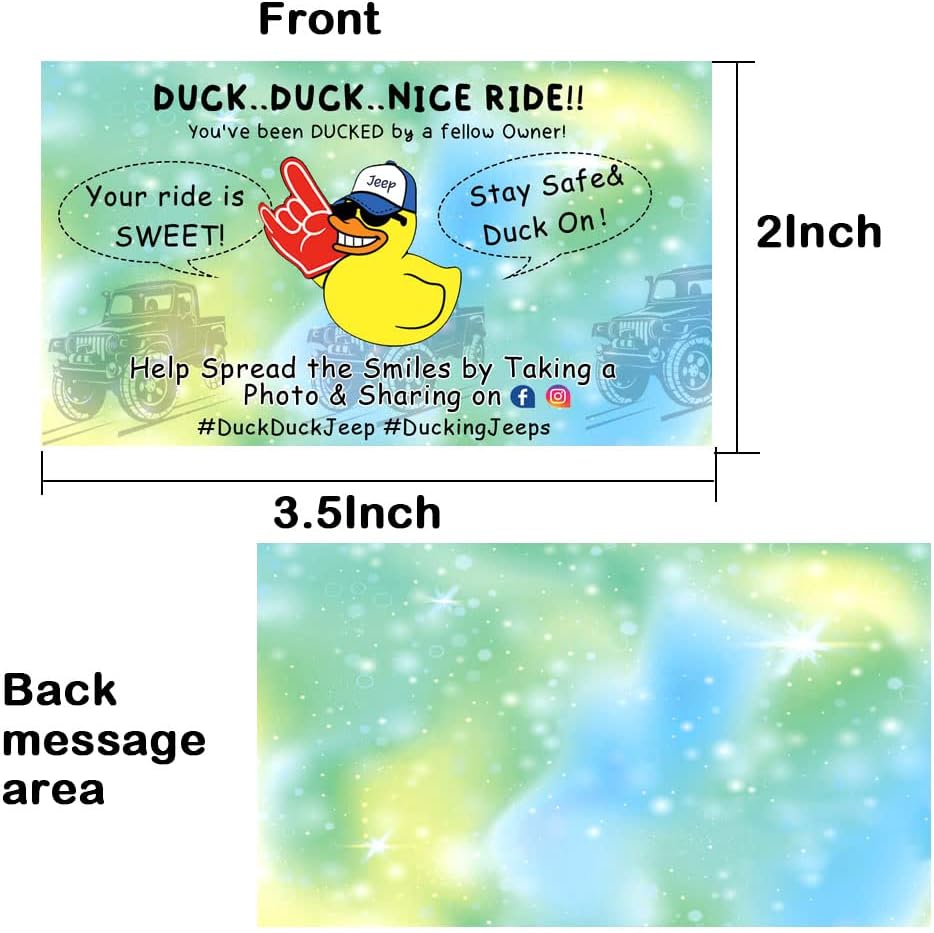 Duck Tags – Tarjeta de juego con texto en inglés You’ve Been Ducking, paquete de 50, 2 tarjetas de visita de 3.5 pulgadas, con agujero redondo y