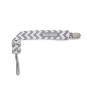 Booginhead, correa con broche para sujetar chupete., Chevron, Gris, blanco Booginhead, correa con broche para sujetar chupete., Chevron, Gris, blanco