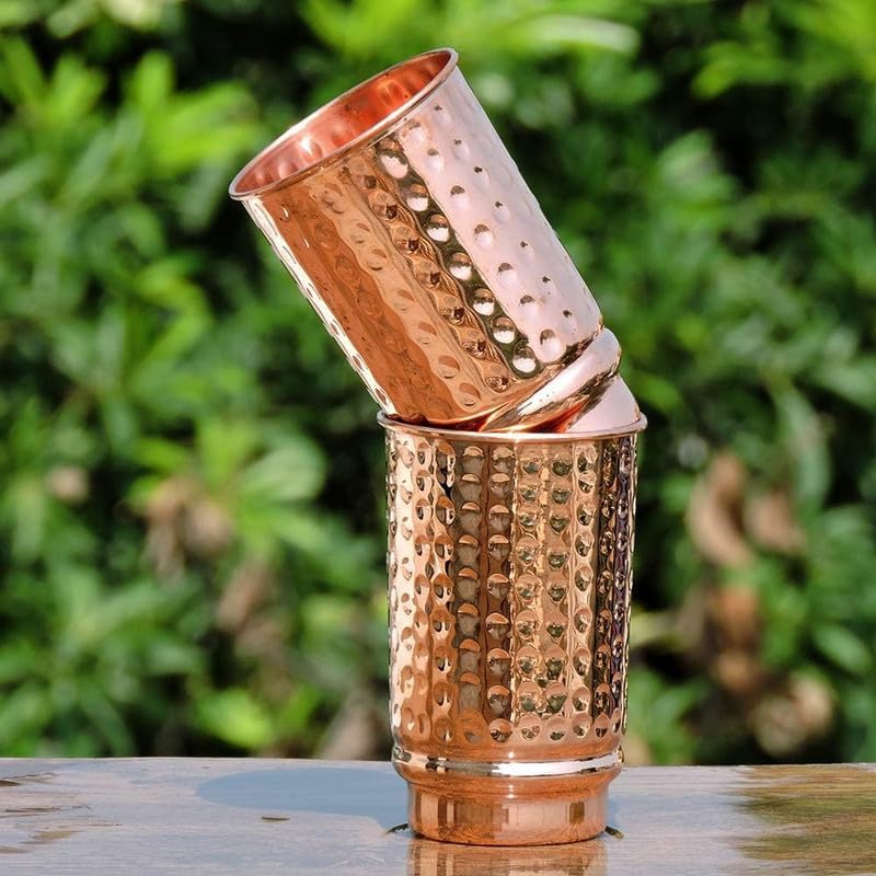 Vasos de cobre puro para beber, tazas de cobre puro para salud ayurvédica, 2 uds.