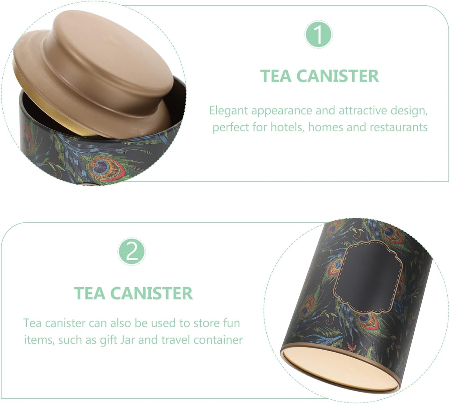 Luxshiny Tinplate Tea Canister Tarro de té suelto Latas de té Latas de té retro Latas de té Redondo Tin Tin Canister Tarro de café Tarro de galletas