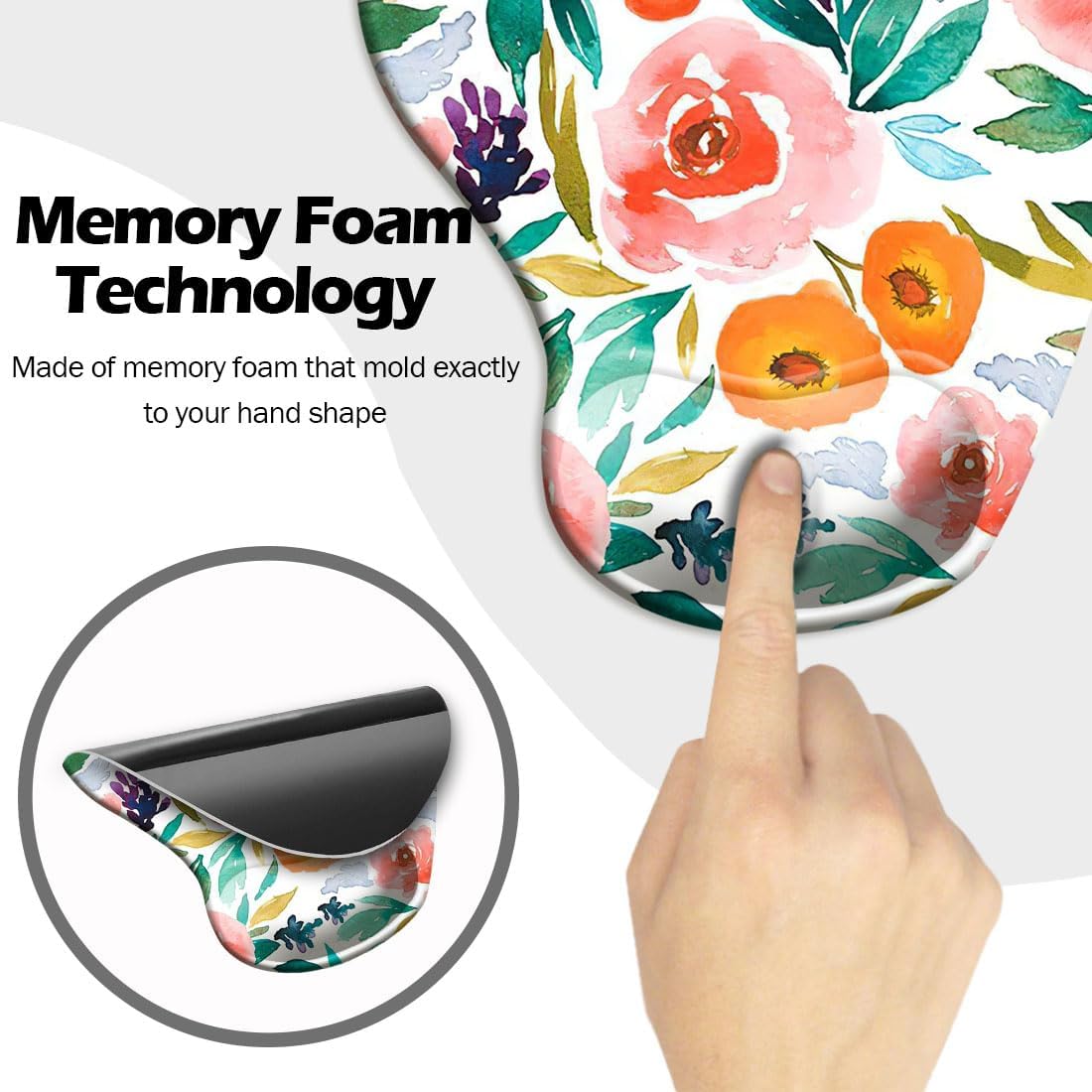 DOOKE Alfombrilla de mouse ergonómica con soporte para muñeca y posavasos, almohadillas de mouse con base de poliuretano antideslizante para el