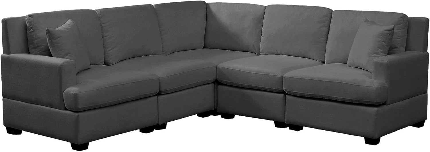 kevinplus Sofá modular modular de 88 pulgadas en forma de L para sala de estar, sofá esquinero moderno de 5 asientos con 2 cojines para apartamento,