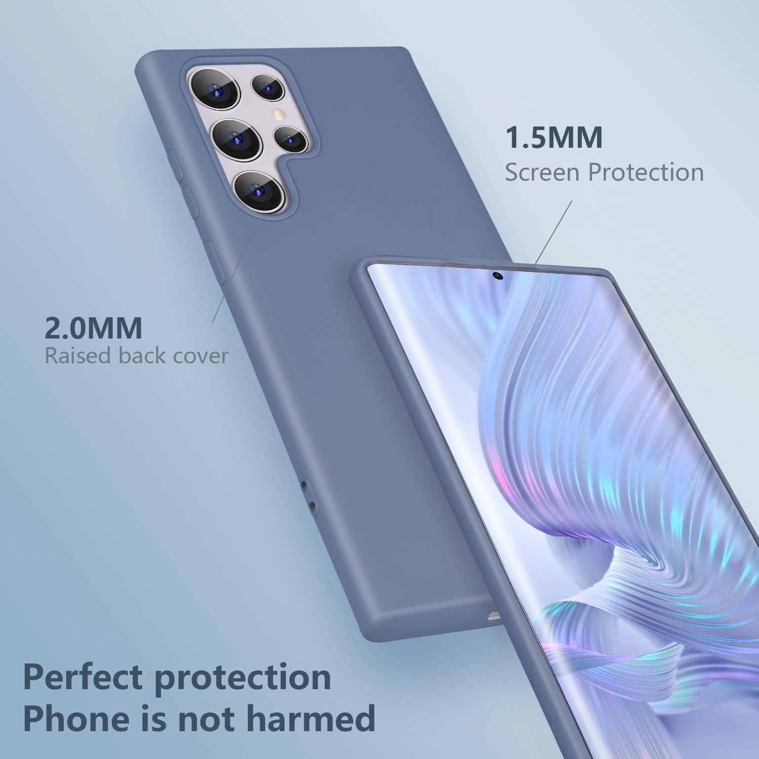 Boaixiaen Funda para Samsung Galaxy S22 Ultra 5G, silicona líquida, delgada, suave, TPU, protección de cuerpo completo, a prueba de golpes, para S22