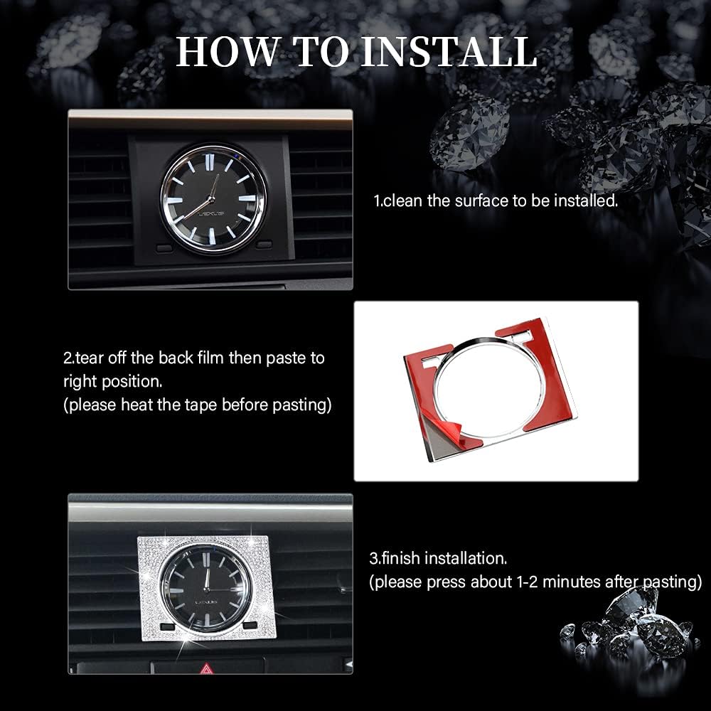 LECART Para Lexus Car Accessories RX 350 450h Hybrid Bling Clock Decor Cover Trim RX Pegatinas Metal Auto Interior Decoraciones para Mujeres Hombres