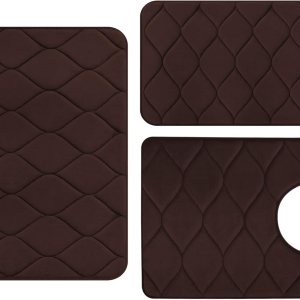 Colorxy Alfombras de baño de espuma viscoelástica, absorbentes de agua, supersuaves, antideslizantes, lavables, diseño de Ogee, juego de 3, Colorxy Alfombras de baño de espuma viscoelástica, absorbentes de agua, supersuaves, antideslizantes, lavables, diseño de Ogee, juego de 3,