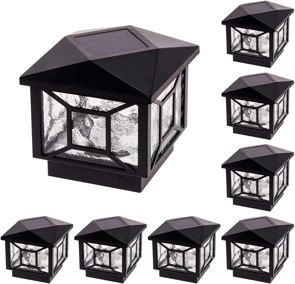 GreenLighting Luces solares geométricas cuadradas para tapa de poste de madera de 4 x 4, 4 x 4 y 5 x 5 x 5 PCVvinilo para exteriores, poste de