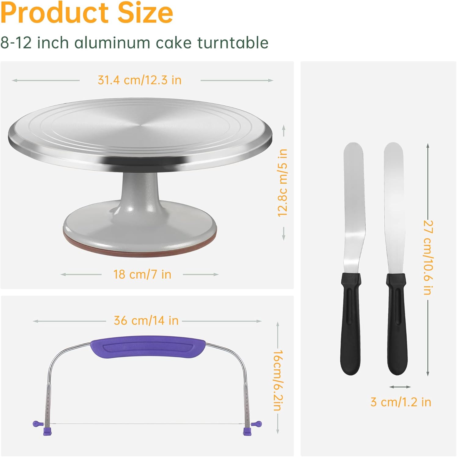 Soporte giratorio redondo de aluminio de 12 pulgadas para decoración de pasteles, tocadiscos para tartas, soporte giratorio para tartas, pasteles y