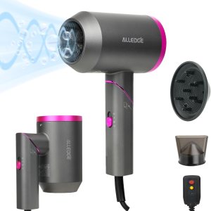 Secador de pelo con difusor de 1850 W, secador de pelo iónico de viaje, secador de pelo plegable, secado rápido para mujeres, cabello grueso y Secador de pelo con difusor de 1850 W, secador de pelo iónico de viaje, secador de pelo plegable, secado rápido para mujeres, cabello grueso y
