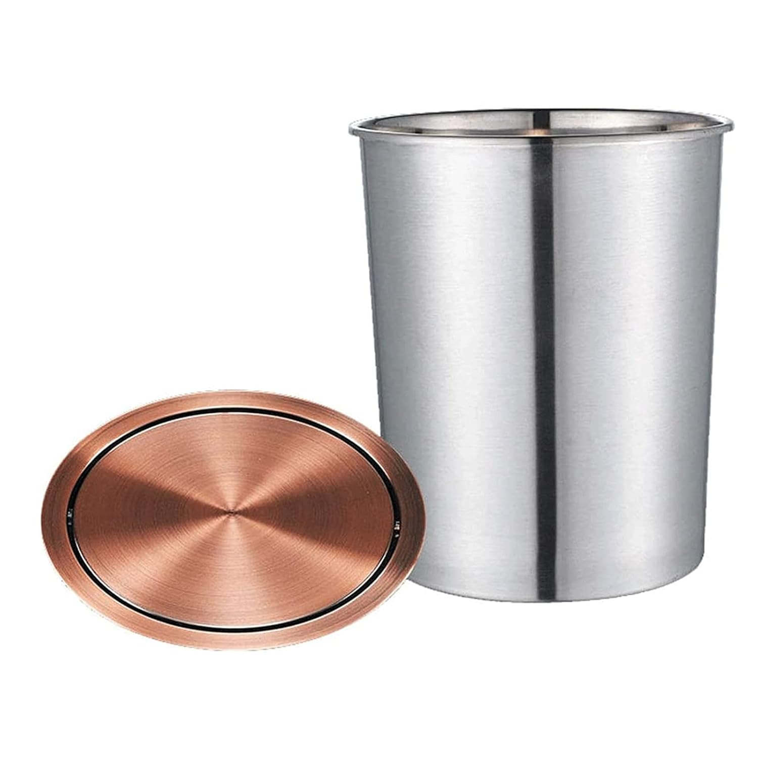 TISTIK Bote de basura de acero inoxidable para cocina, cubo de basura integrado para encimera, tapa oscilante con tapa de basura, canal de basura