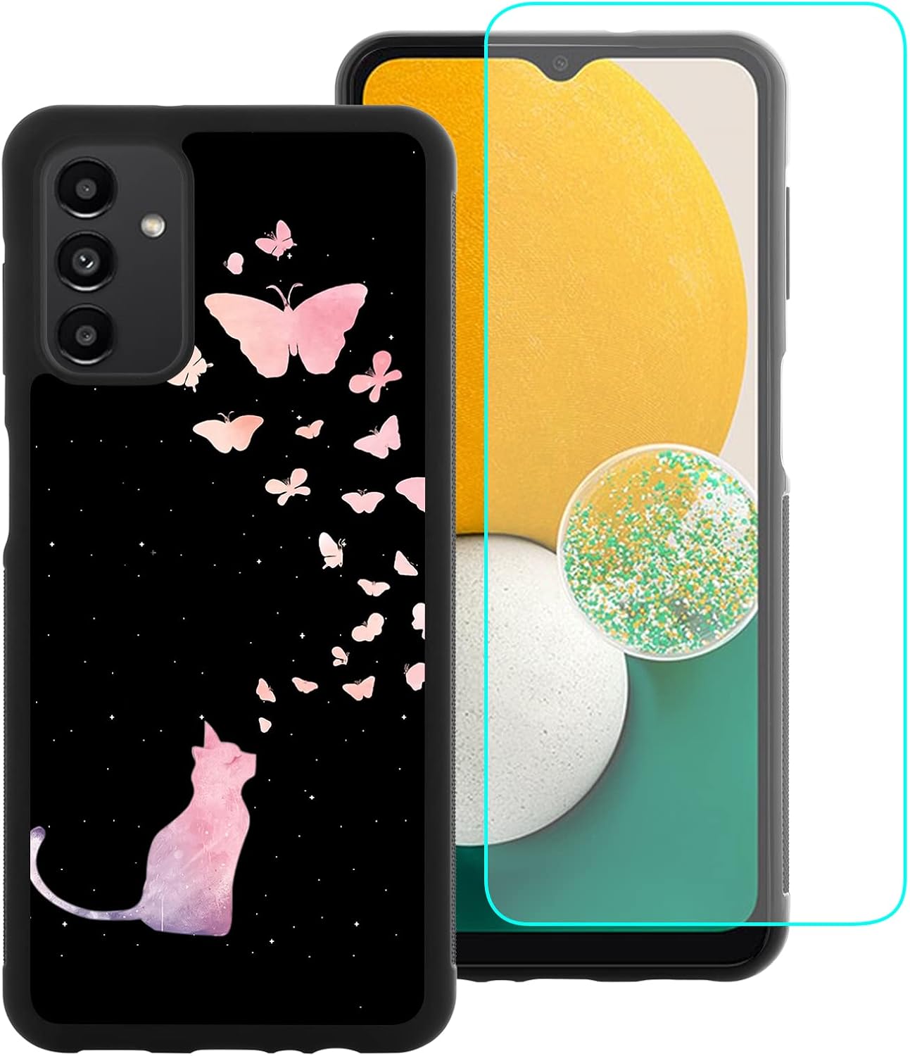 Funda compatible con Samsung Galaxy A13 5G, protector de pantalla integrado, antideslizante, a prueba de golpes, para Samsung Galaxy A13 5G Butterfly
