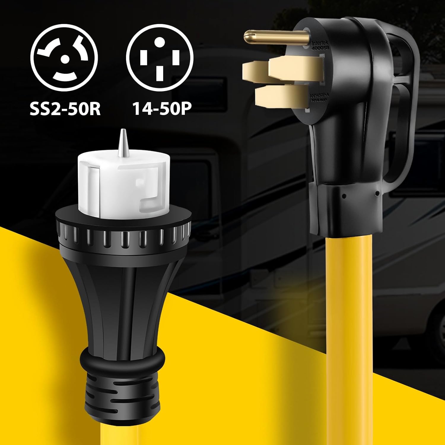 LAZMUMI Cable de alimentación para generador de 50 amperios y 25 pies y caja de entrada de alimentación, kit combinado impermeable, 125V250V 50A