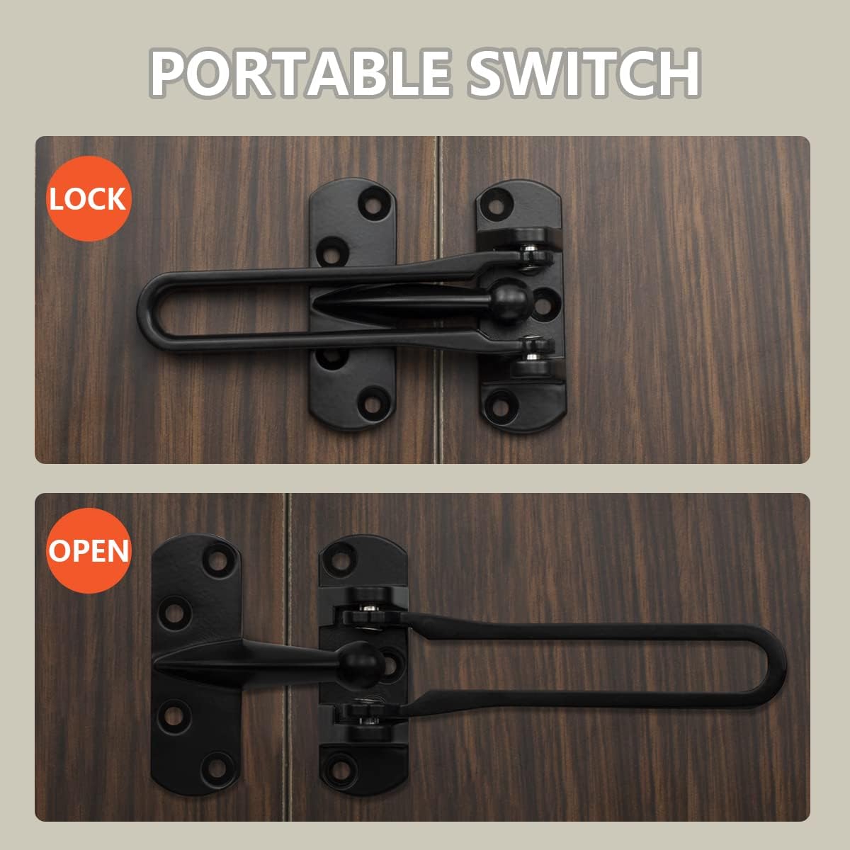 Cerradura de puerta Barra oscilante Protector de puerta 2-12″ de alta seguridad para el hogar (negro)