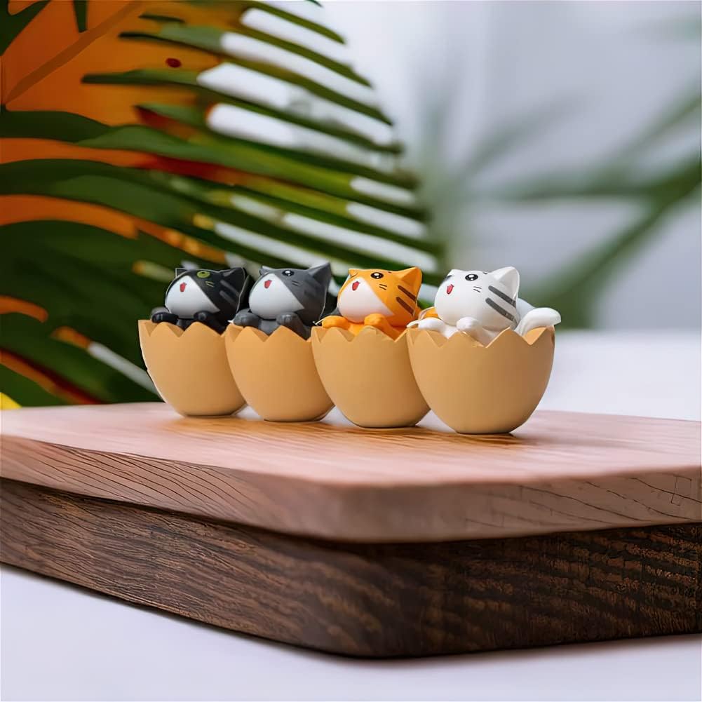 Juego de estatua de gatito, juego de 4 figuras de gato de lujo, lindas figuras de gato, decoración de pasteles de fiesta de cumpleaños, decoración