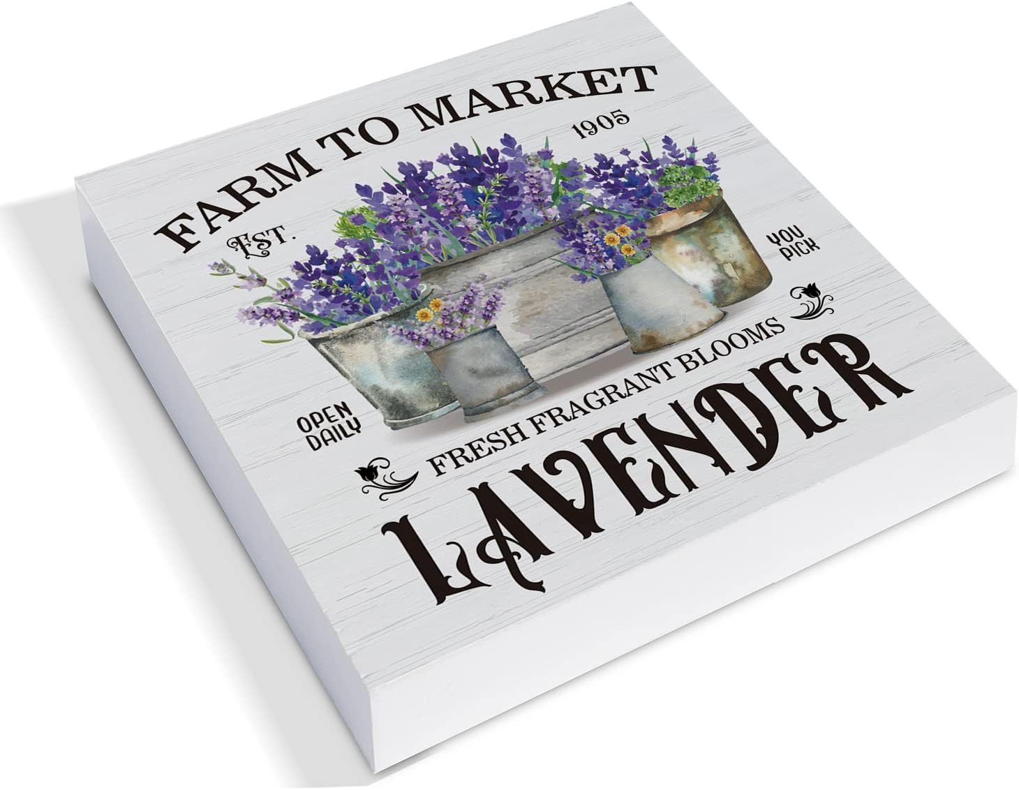Cartel de madera rústica de lavanda para decoración de escritorio, letrero de madera con temática de lavanda, letrero de bloque para el hogar,
