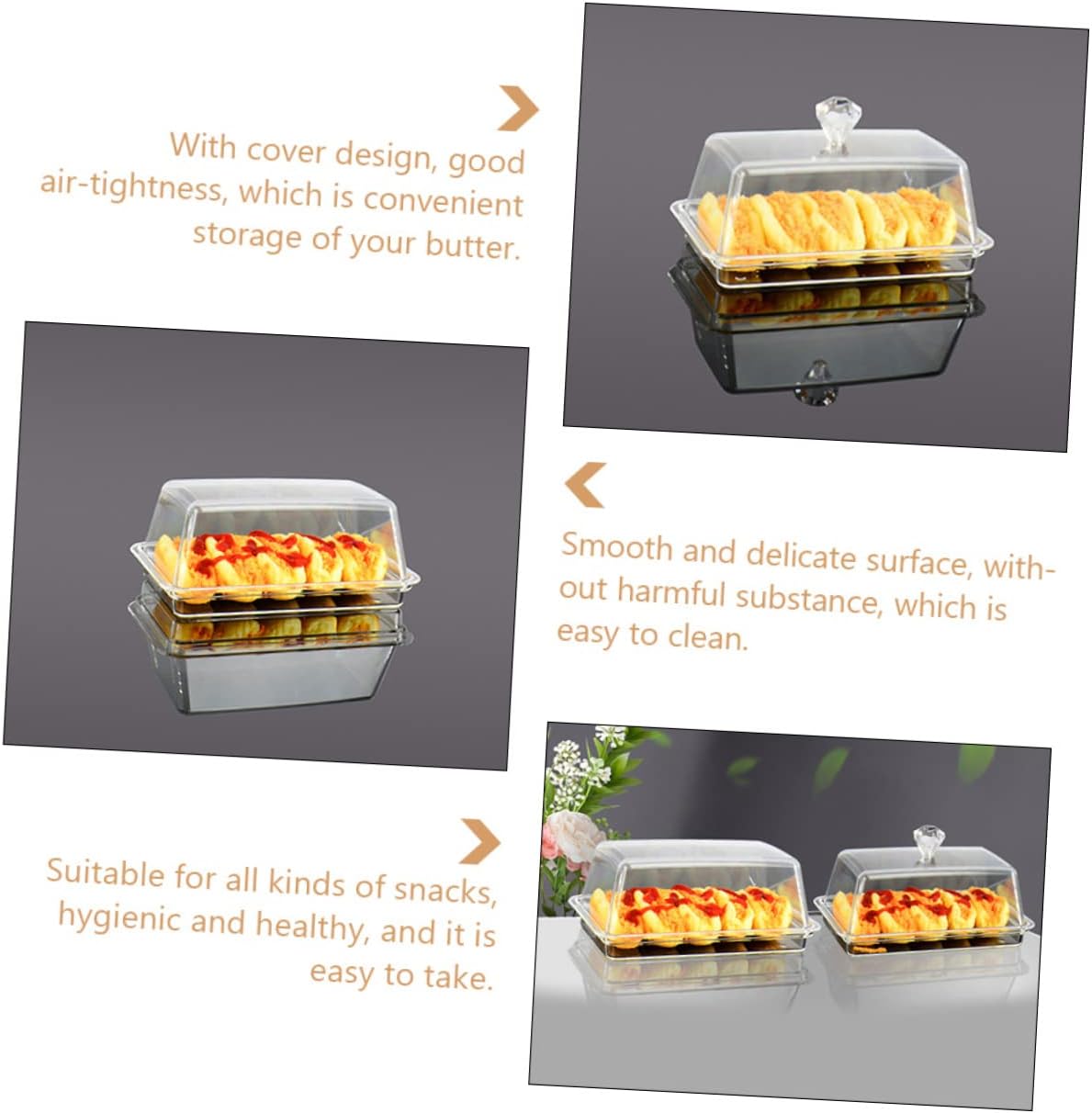 2pcs Cake Box Mantequilla Plato con tapa Caja de almacenamiento de acrílico –