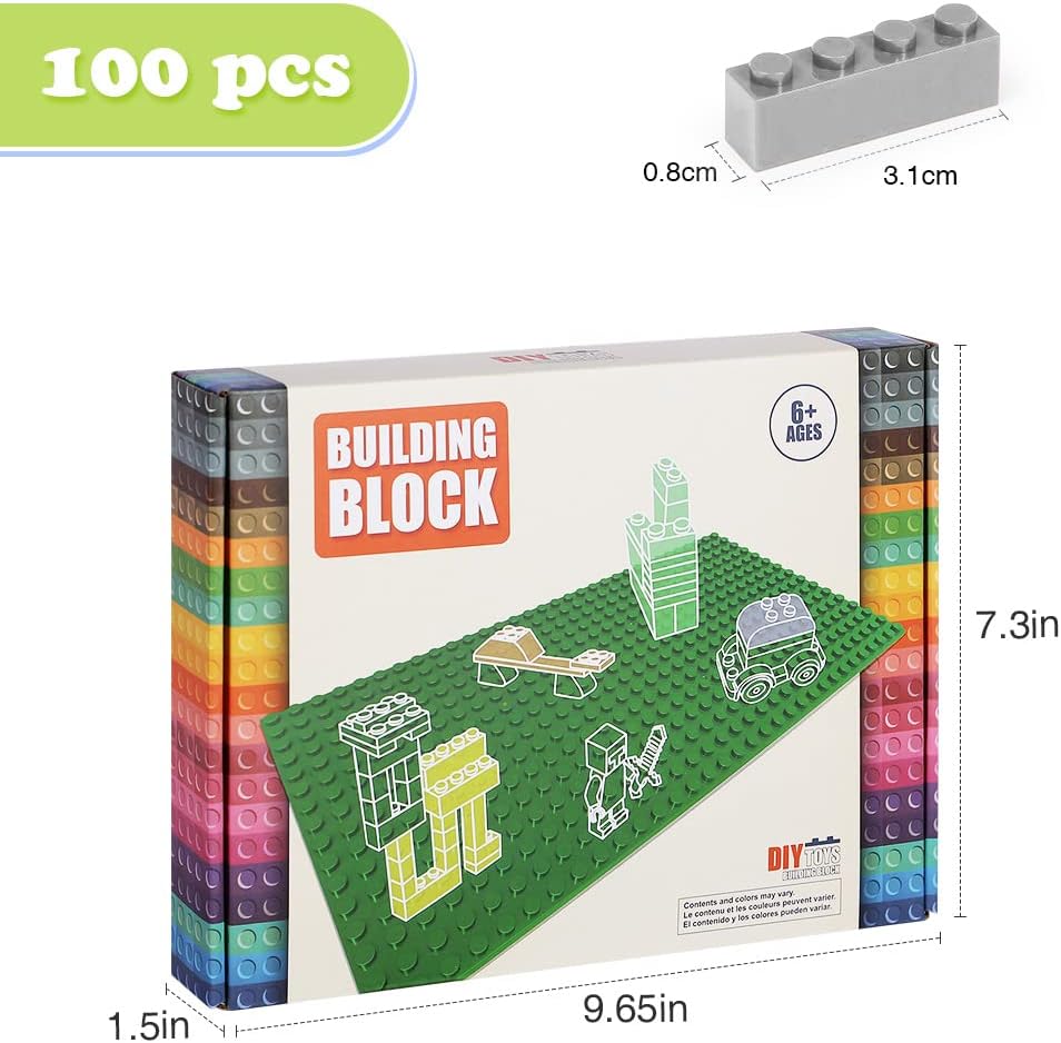 Juego de ladrillos de construcción clásicos, 100 piezas de bloques de construcción básicos de 1 x 4, juguetes de construcción creativos STEM