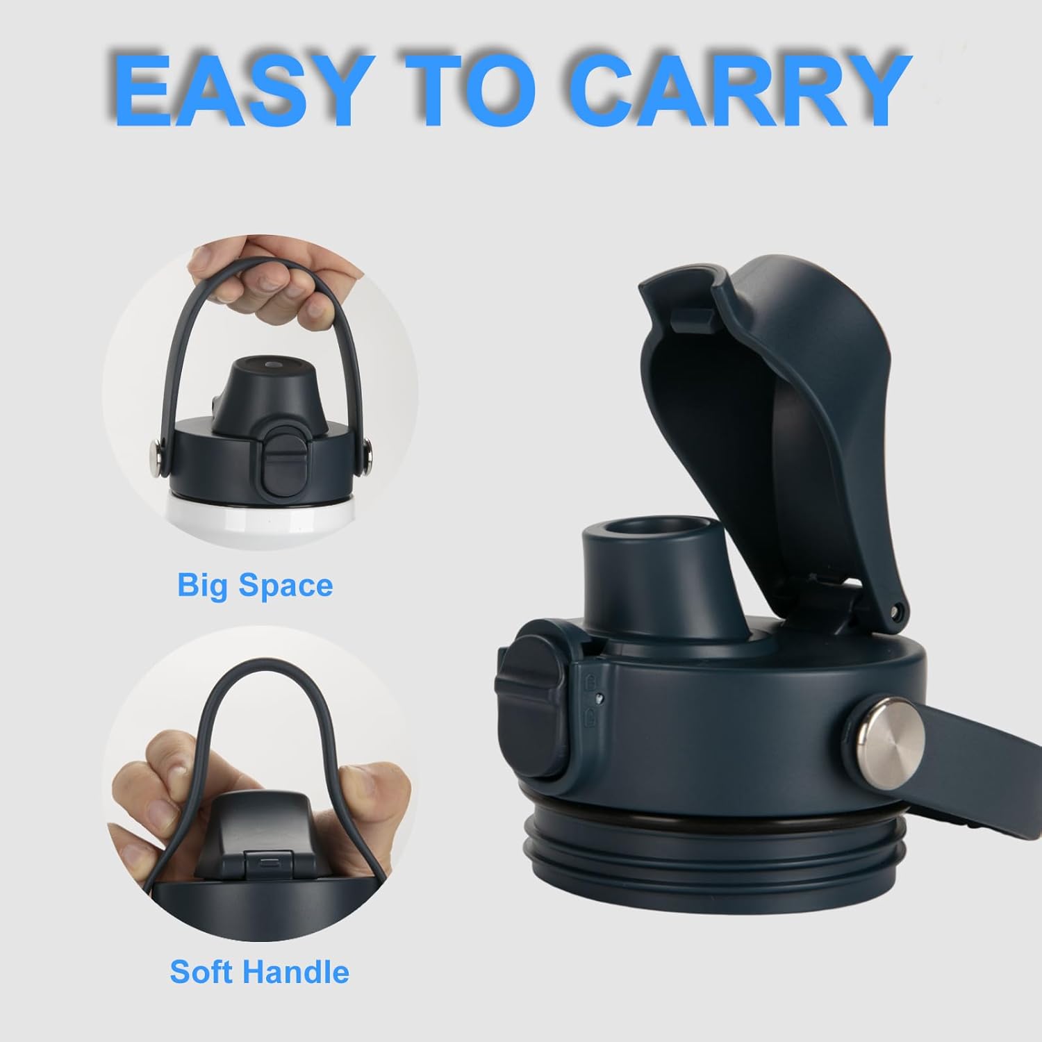 Tapa de boquilla automática para botellas YETI Rambler, se adapta a botellas de 18263664 onzas, tapa de tapa de repuesto con tapa de botón y mango