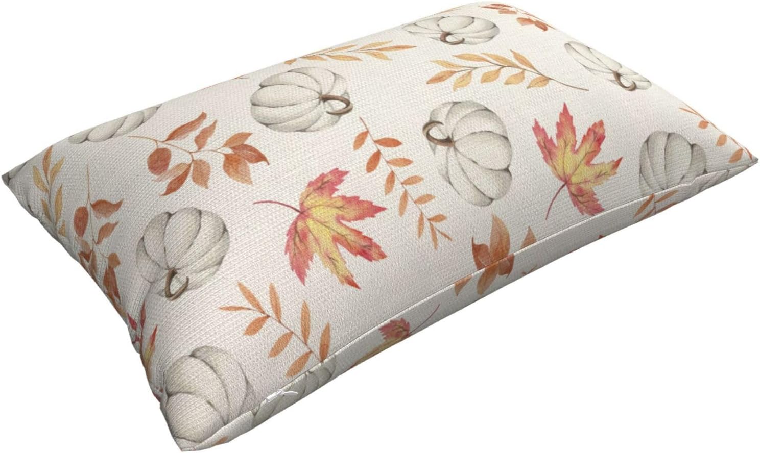Juego de 2 fundas de almohada de otoño de 12 x 20 pulgadas, decoración de otoño, hojas de arce y calabaza, almohadas de temporada al aire libre,