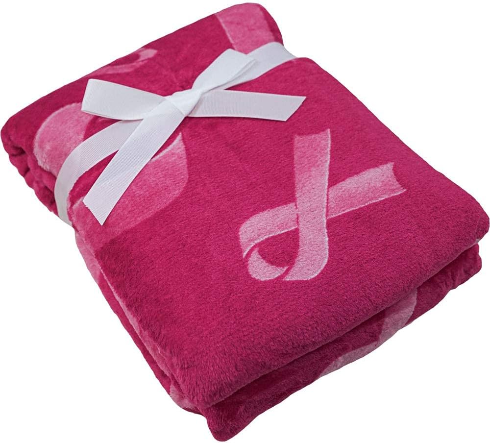 Pink Ribbon – Manta de concientización sobre el cáncer de mama, manta suave de 50 x 60 pulgadas, perfecta para la temporada de acurrucarse