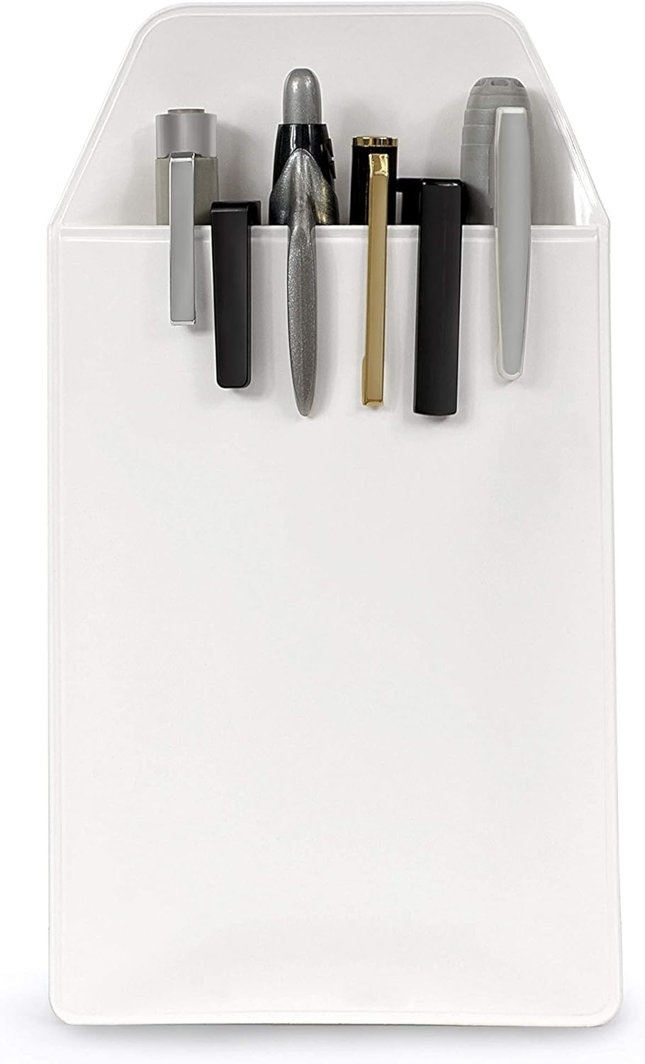5 protectores de bolsillo gruesos sin solapa, color blanco plano, ideales para camisas y bolsillos delanteros de bata de laboratorio, para