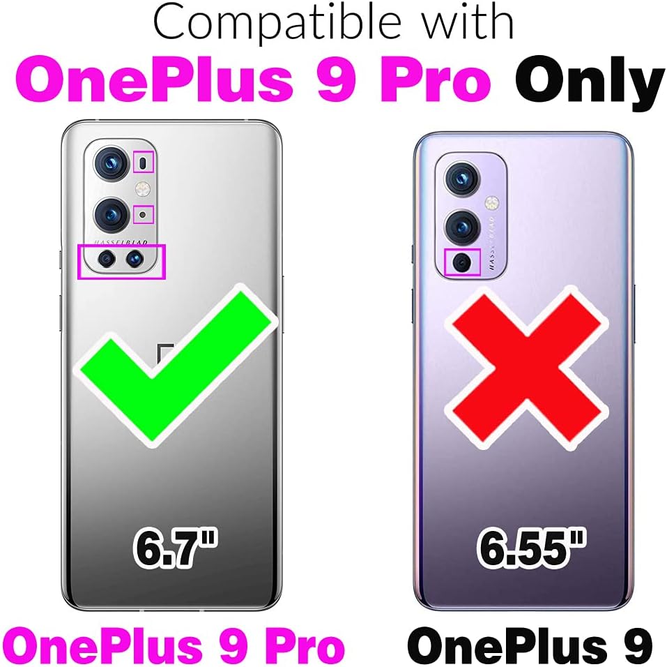 Asuwish Funda compatible con OnePlus 9 Pro One Plus 9Pro 5G y protector de pantalla de vidrio templado, funda con tapa para tarjetero, funda para