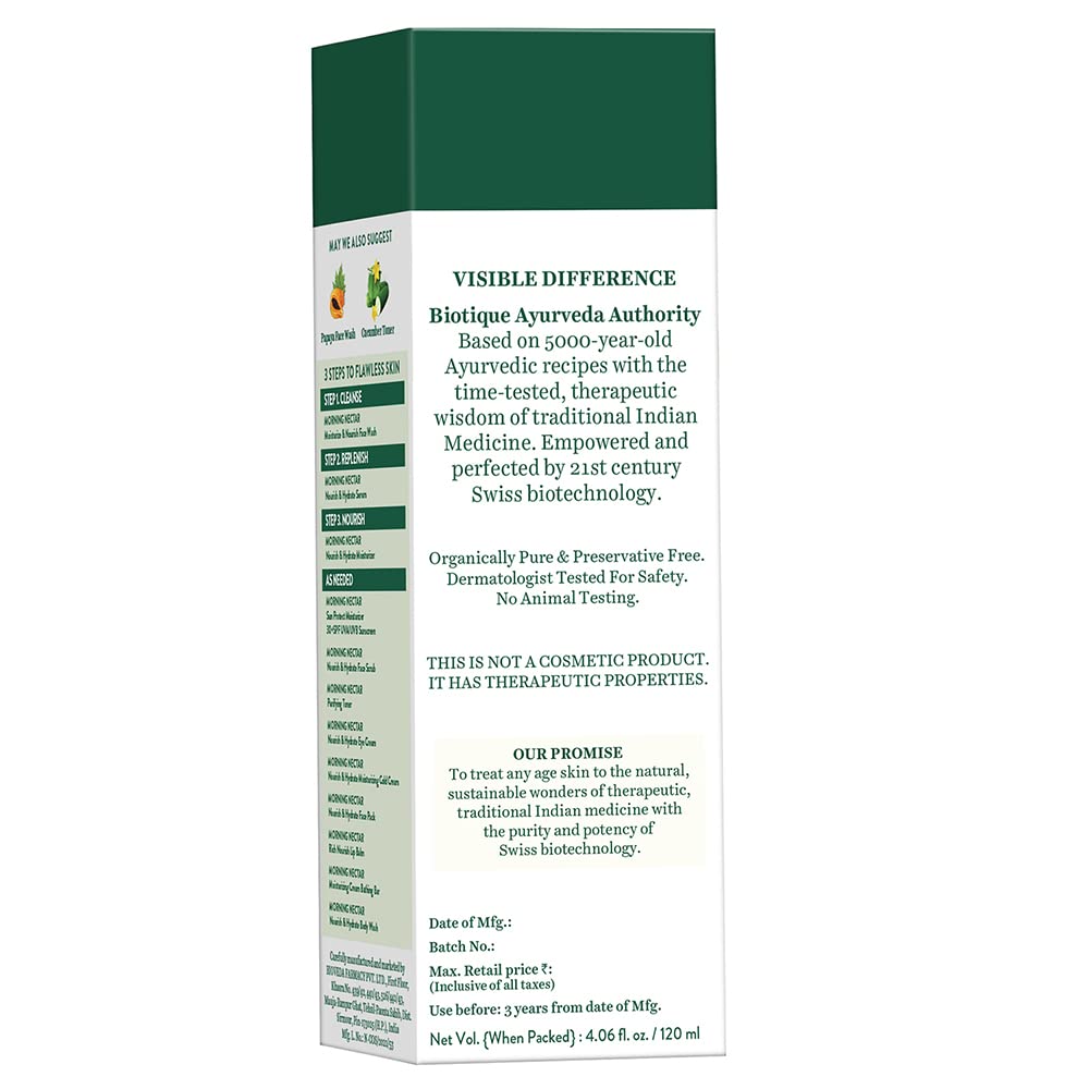Biotique Bio Morning Nectar – Hidratante para la piel visiblemente impecable, 4.1 fl oz