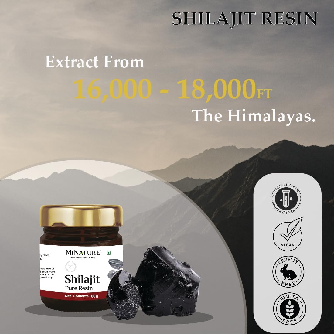 minature Resina Shilajit pura  Shilajit de origen natural  2.12 oz (1.93 fl oz)  Contiene cuchara  Más de 80 minerales, aminoácidos  Fuente natural