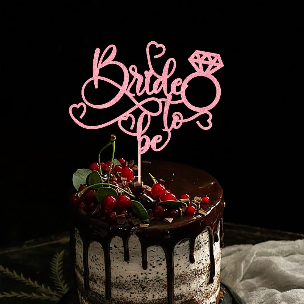Bride to Be – Decoración para tartas con purpurina, decoración de fiesta de compromiso (oro rosa 1)