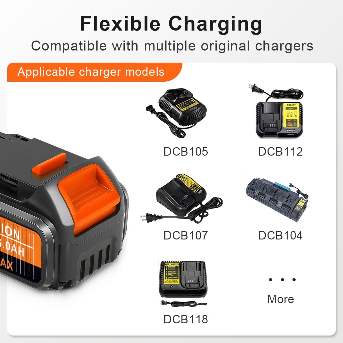 Amityke Repuesto actualizado para batería Dewalt de 20 V 6000 mAh, 4 unidades compatibles con baterías Dewalt de 20 V DCB205 DCB206 DCB204 DCB200