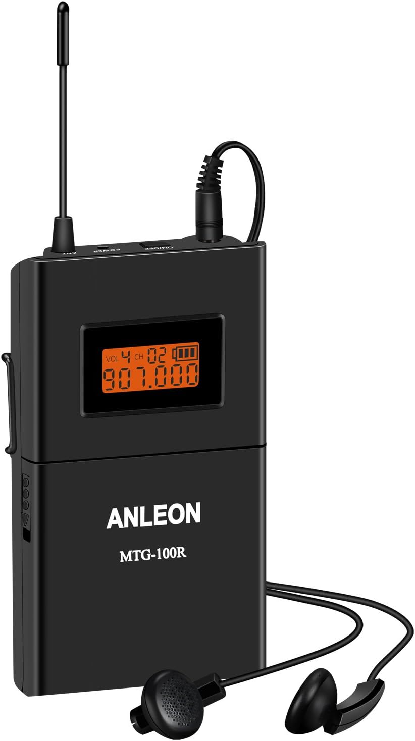 ANLEON Sistema de transmisión acústica inalámbrica MTG-100 Guía turística Sistema de traducción simultánea (1 transmisor y 1 receptor)