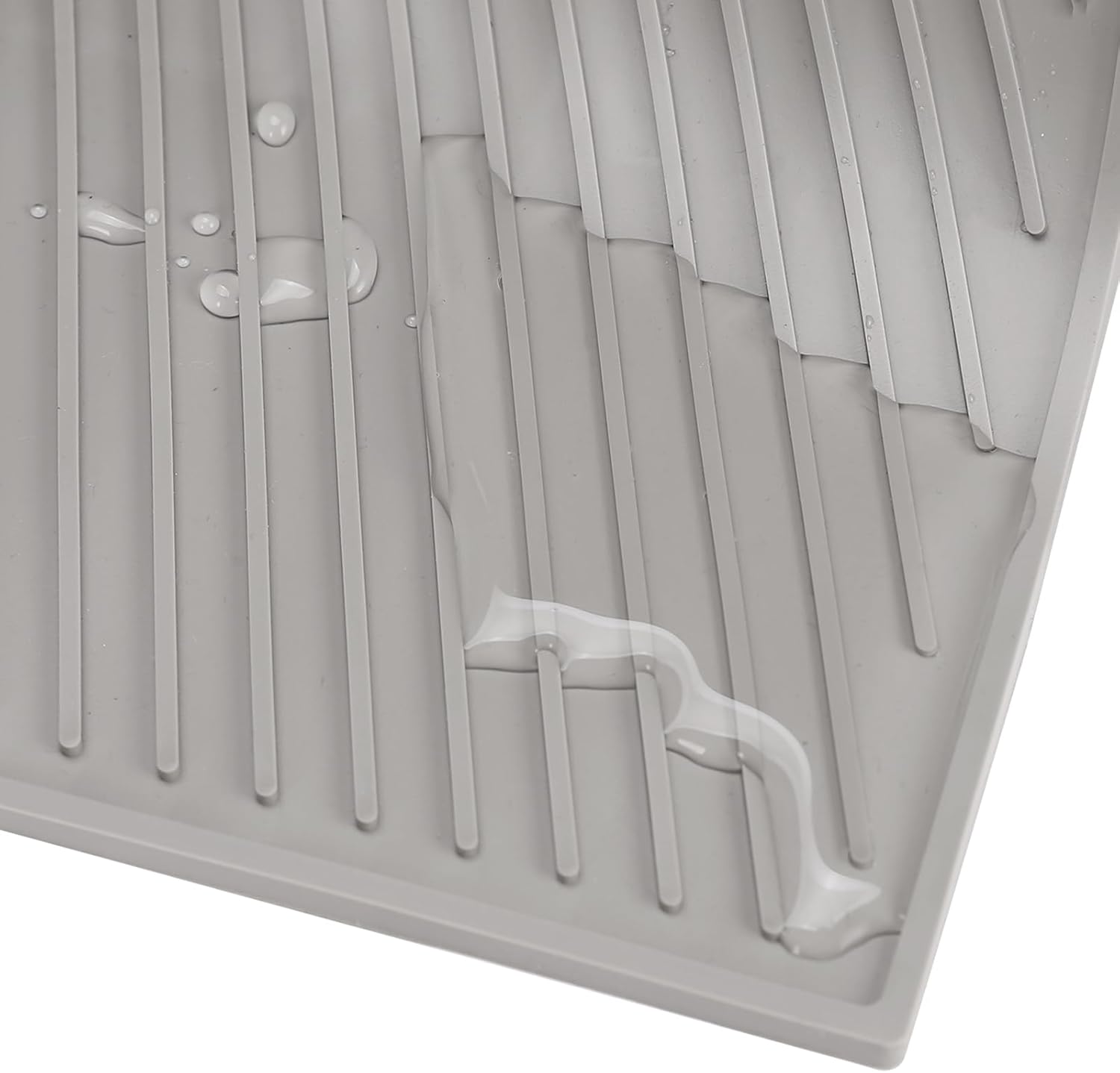 SHARMA – Tapete de silicona para secar platos con borde de drenaje, almohadilla para secar platos, tapete escurridor de platos antideslizante y
